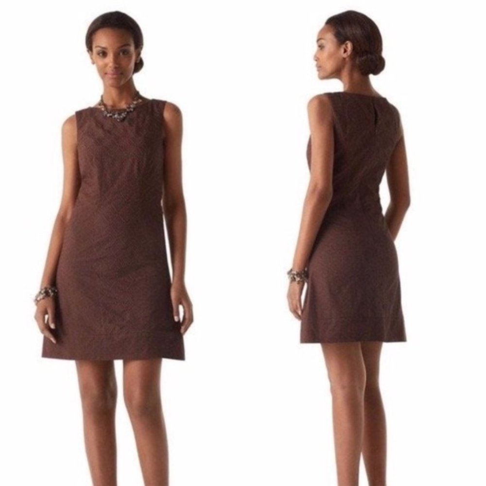 WHBM Espresso Textured Sleeveless A-Line Dress